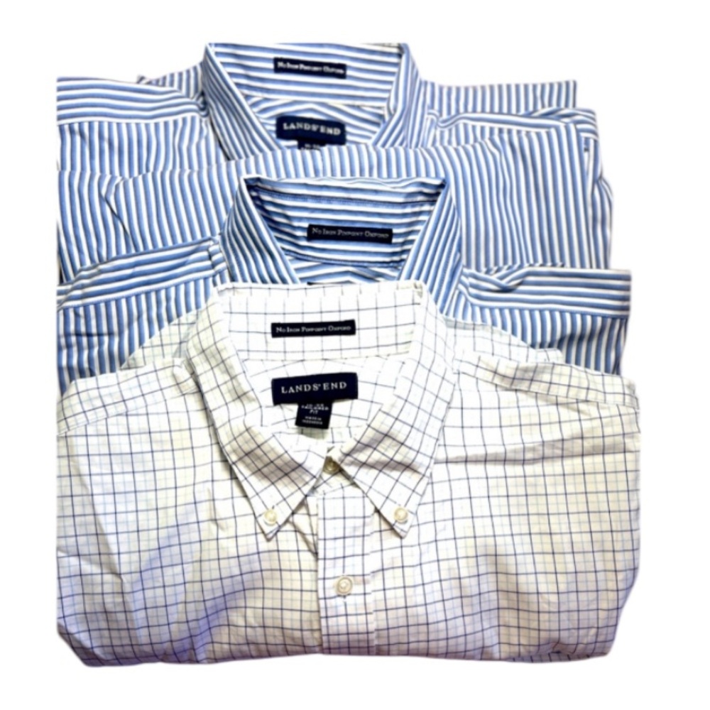 Lands End Bundle of 3 Men Dress Shirts Size 16